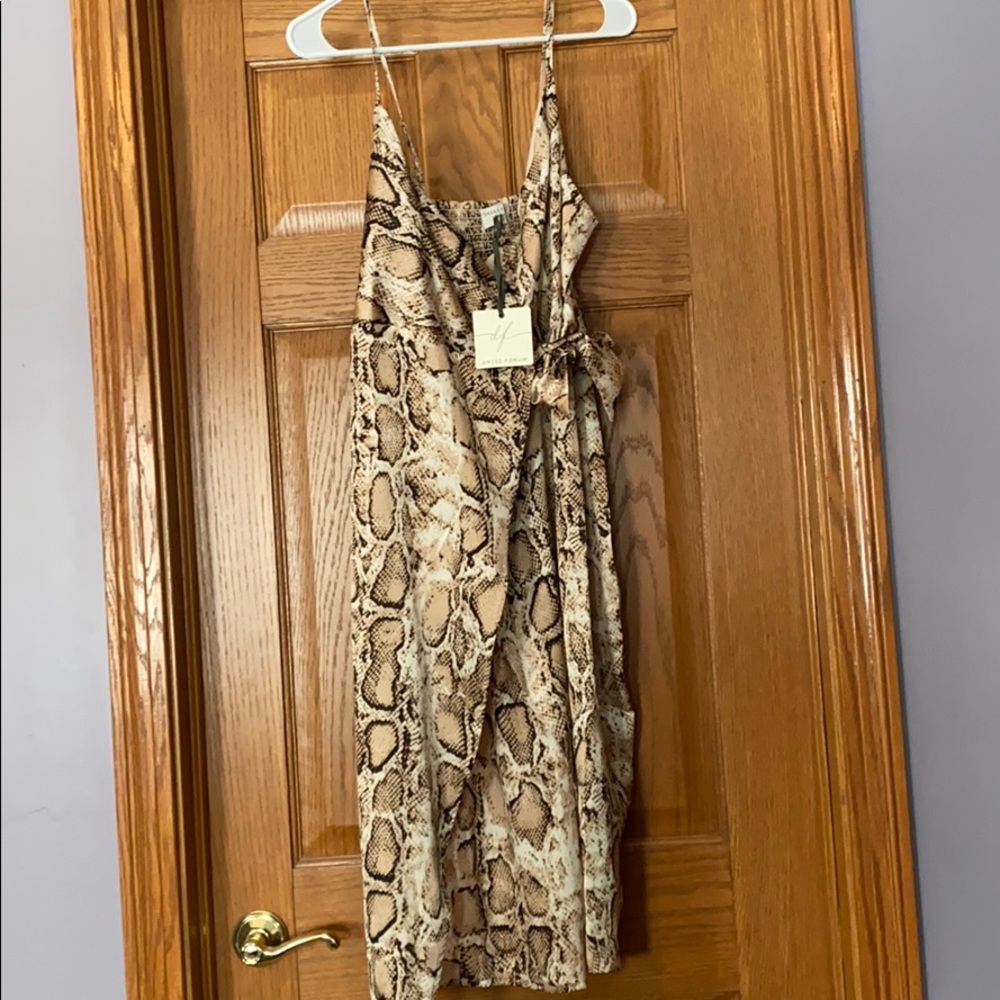 Snake print Wrap Midi Dress